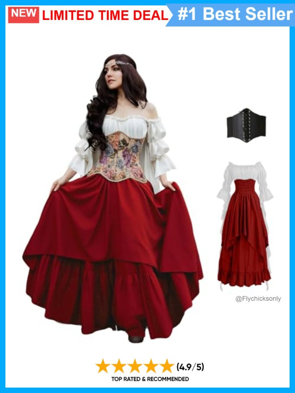 Renaissance Layered Costume Dress Victorian Medieval Cosplay